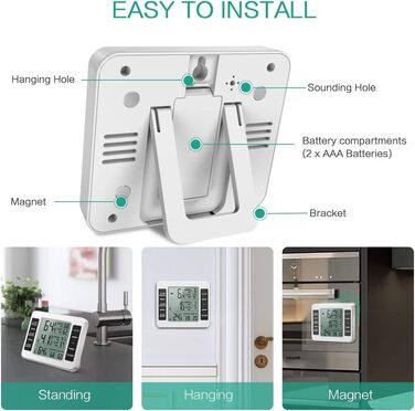 Термометр для холодильника MAGT, термометр для морозильної камери зі звуковою сигналізацією, цифровий, бездротовий, з сенсорним дисплеєм, 2 шт. и, мін/макс для дому, відновлення