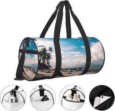 Спортивна сумка, дорожня сумка, пляжна сумка, з пальмами, принт, сумка на нічліг, чорна, універсальний розмір