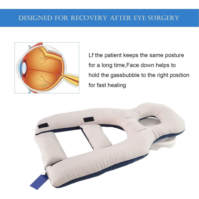 Подушка Thickvalley Face Down після операції на очах, двостороння подушка для сну обличчям вниз після операції на очах з регульованою по висоті підставкою та 3 подушечками для грудей