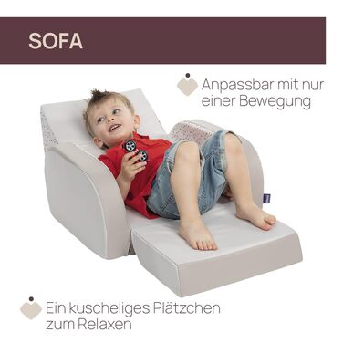 Дитяче крісло Chicco Twist, підходить для дітей від 1 року, трансформується в шезлонг та диван, з 3 конфігураціями, зручне та легке, трансформується одним рухом, для дітей від 12 місяців, крісло-реклайнер для дитячої кімнати, сірий, версія 2025