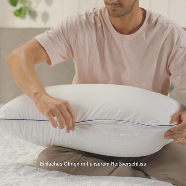 Класична пухнаста подушка Emma 80x80 Овальна подушка з мікрофібри, регульована, можна прати в пральній машині, ергономічна, мяка та для індивідуально регульованого комфорту сну. Класична 80x80 см