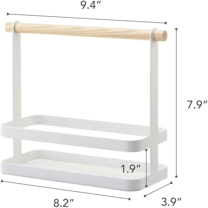 Підставка для спецій Yamazaki 2420 TOSCA, біла, сталь/дерево, мінімалістична, 24 x 10 x 20 см