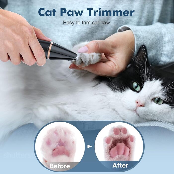 Тример для лап oneisall для собак з 2 головками лез, Paw Trim Pro dr Paws IPX7 Водонепроникний тример для лап собак Тиха машинка для стрижки собак-кішок для лап, очей, вух, обличчя, тіла