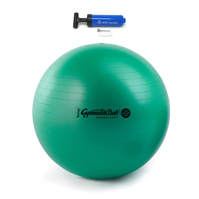 Оригінальний м&39яч для вправ Pezzi Maxafe Ø 42, 53, 65 та 75 см усіх кольорів, включаючи насос для м&39ячів ATC - вантажопідйомність до 400 кг - для фітнесу, реабілітації, терапії, гімнастики та як м&39яч для сидіння в офісі, 65 см 65 см зеленого кольору