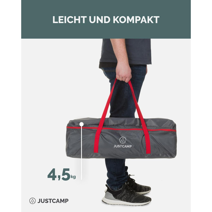 Намет для кемпінгу Scott на 4 особи, легкий, стійкий, водонепроникний - купольний намет (двостінний) із закриваючимся тамбуром - намет-іглу з вентиляційними капюшонами та москітною сіткою на спальному місці - сірий