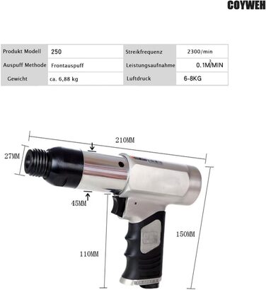 Повітряний молоток COYWEH Пневматичний бетоноломи Кульовий шарнір Автомобільний ремонтний інструмент Знімач плоского долота Літак Повітряний молоток Набір пневматичних розділювальних вилок Повітряний молоток Набір пневматичних молотків