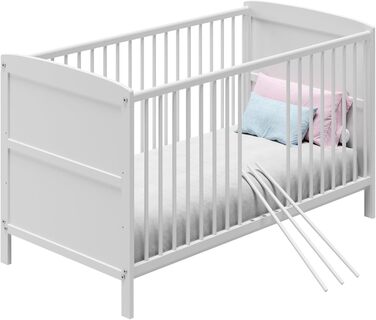 Дитяче ліжечко-трансформер 70x140 з матрацом, регульована по висоті ліжечко/ліжечко для малюків зі знімними рейками, додаткова шухляда інші розміри 60x120 см 70x140 см від народження до 6 років, біле 70x140 см без шухляди / з матрацом