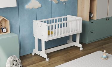 Дитяче ліжечко/спальне місце Love For Sleep 90x40 см з матрацом, колиска на колесах, біле Дитяче ліжко SMARTCRIB, дерев&39яне - Дитяче ліжко