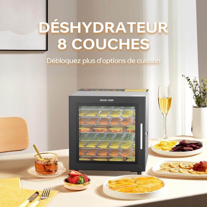 Дегідратор з нержавіючої сталі 8 лотків дегідратора з нержавіючої сталі Дегідратор 35C - 90C Дегідратор Сушарка для їжі 700 Вт з таймером на 24 години