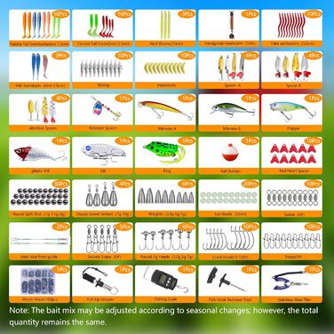 Набір рибальських снастей із 314 предметів, набір рибальських снастей з рибальськими аксесуарами, затискачами для губ, знімачем гачків, гачками, рибальськими приманками, коробкою для снастей на 3 полиці. Підходить для початківців та професіоналів у компле