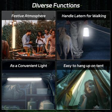 Надувні кемпінгові ліхтарі SELORSS, 86 см, складний телескопічний ліхтар, портативний світлодіодний вуличний ліхтар ємністю 2000 мАг, водонепроникний IP66, з регульованою яскравістю, для кемпінгу, походів, подорожей, фестивалів зелений, один комплект