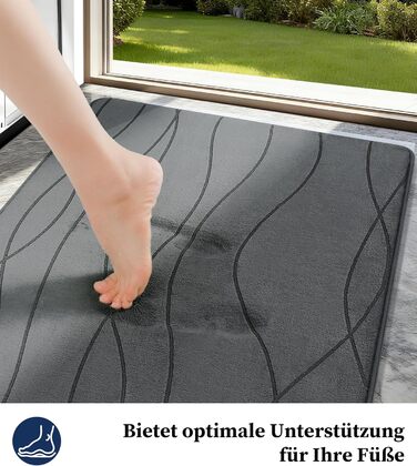 Килимок для ванної кімнати chakme з піни з ефектом пам&39яті, нековзний килимок для ванної, що миється, м&39який абсорбуючий килимок для ванної кімнати, килимок для душу для ванної кімнати темно-сірого кольору, 50x80 см