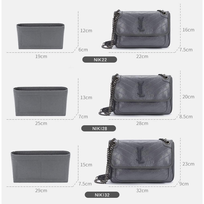 Вставка-органайзер для сумки Lckaey для NiKi22 28 32 Вставка для фінішної обробки сумки 3008black-28 Чорна 9.84*2.75*5.1in