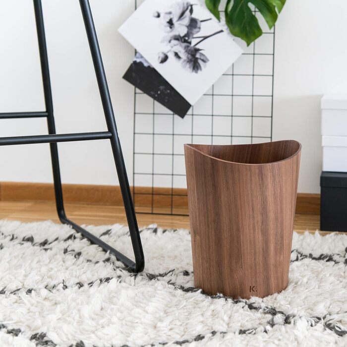 Відро для сміття з натурального дерева Brje Дерев'яне відро для сміття для офісу, дитячої кімнати, спальні тощо. 9 літрів горіх