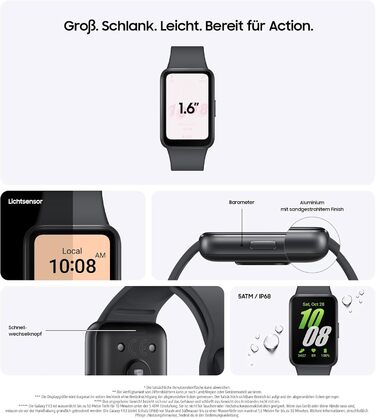 Розумний годинник Samsung Galaxy Fit3, фітнес-годинник як фітнес-трекер та трекер активності, сірий, з 36-місячною гарантією виробника ексклюзивно на Storeo