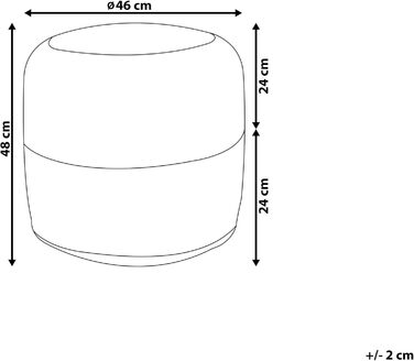 Пуф Beliani для дому, двоколірний джут, бежева бавовна, білий EPS, круглий, 46 см, Boho Dalama