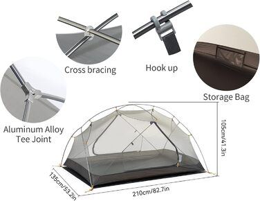 Намет Naturehike Mongar на 2 особи, надлегкий кемпінговий намет, туристичний намет на 2 особи, 4-сезонний намет, нейлон 210T PU3000 мм для кемпінгу, трекінгу, велоспорту, альпінізму, 210T синій