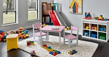 Дитячий стіл та 2 стільці habeig, дитяча група сидінь, комплект дитячих меблів, табурет, письмовий стіл, комплект столу та стільців, дитяча кімната, 60x50x50 см (рожевий/білий)