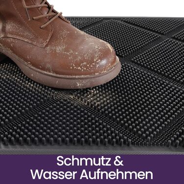 Килимок для вулиці DEXI 43 x 90 см, нековзний килимок для уловлювання бруду з виступами, водонепроникний килимок для вулиці, килимок для миття для використання всередині та зовні приміщень, чорний 43 x 90 см