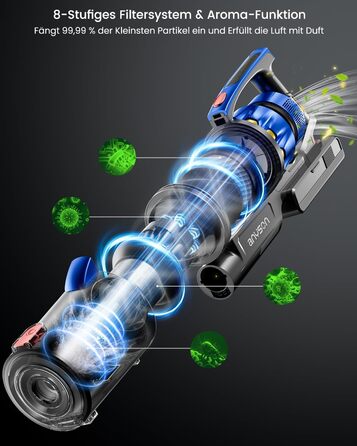 Акумуляторний пилосос Anyson, 45KPA/550 Вт, час роботи 60 хвилин, подвійна ручка, 1,5 л пилосос, OLED-дисплей для твердої підлоги/