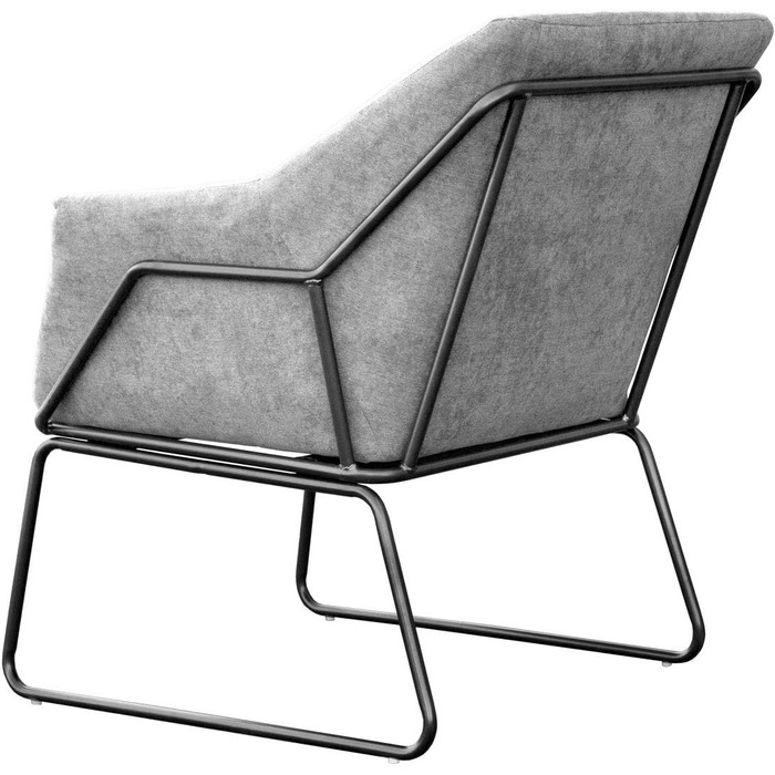 Крісло SVITA Josie, м&39яке крісло для дому з підлокітниками, металевий каркас, тканинний чохол, сучасний одномісний диван, світло-сірий, світло-сіра тканина