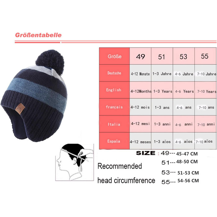 Зимова шапка-вушанка з помпонами для дівчаток, в&39язана, розмір 51, комплект у зелену смужку