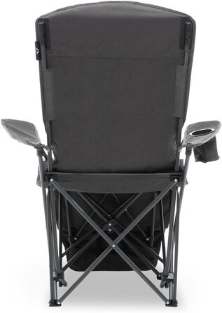 Кемпінгове крісло qeedo Johnny Relax з функцією відкидання, вантажопідйомність до 105 кг, розкладне крісло з підставкою для ніг, тримачем для напоїв та відділенням для охолодження, зручне, регульоване рибальське крісло або крісло для фестивалю, темно-сіри