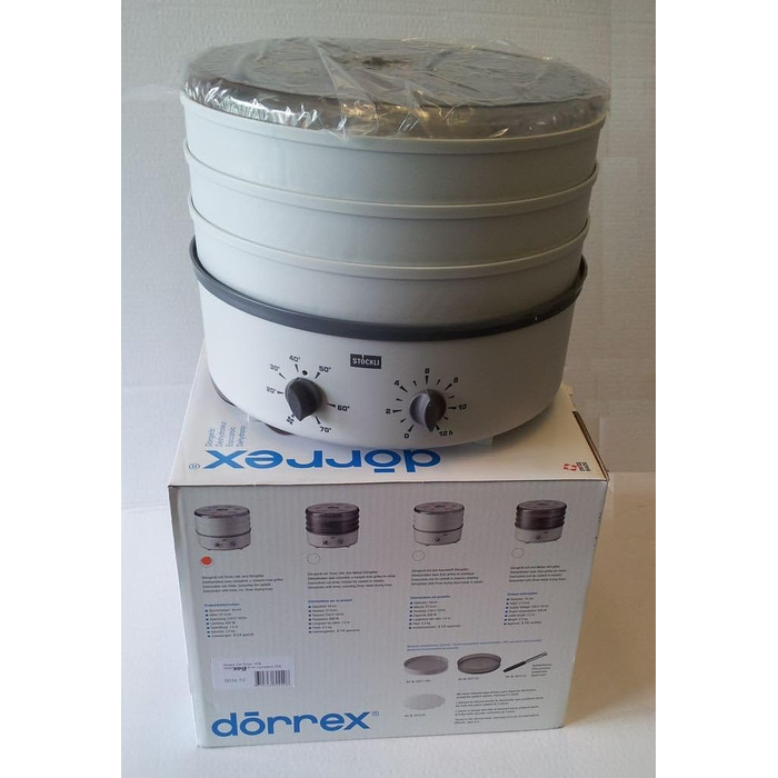 Дегідратор Stckli Drrex з таймером і пластиковою сіткою, колір світло-сірий, розширюється, 0076.70