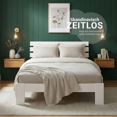 Дерев&39яне ліжко Homestyle4u 120x200 Білий каркас ліжка з масиву сосни з рейковою основою, сучасний футон для спальні Артикул 1892 120 x 200 см Білий