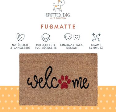 Кокосовий килимок для приміщень - Натуральний килимок для уловлювання бруду, Кокосовий килимок для вулиці для котів та собак, Водостійкий та нековзний килимок для коридорів, входів та критих приміщень, 60x40 см