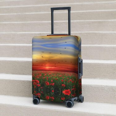 Чохол для валізи Поле маків на заході сонця - еластичний захист від подряпин та пилу, чорний, розмір 95