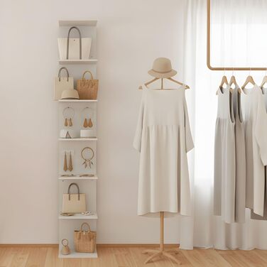 Книжкова полиця, окремостояча полиця з 6 полицями, біла настінна полиця, кухонна полиця, полиця для рослин, окремостояча настінна, для кухні, вітальні, спальні