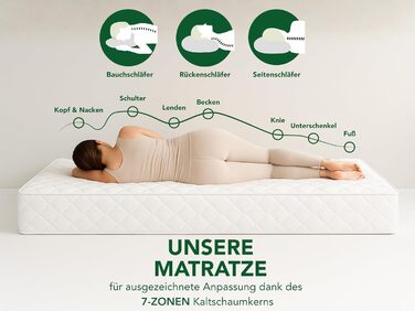 Матрац DREAMSTAR Ergo Flex Duo з пружинами Pocket Spring 90x200 см Ергономічний 7-зонний матрац Сертифіковано Oeko-Tex Рівні жорсткості H2 (0-80 кг) та H3 (80-100 кг) Гіпоалергенний та антибактеріальний Висота 17 см 90 x 200 см