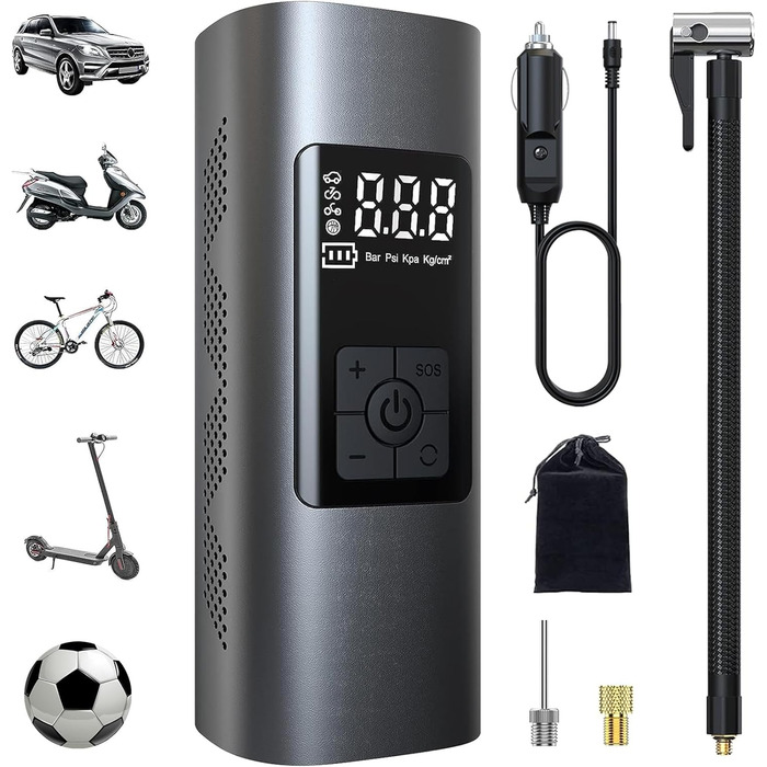 Електричний повітряний насос з акумуляторною батареєю 6000mAh, портативний міні-компресорний велосипедний насос Wistrue 150PSI, з