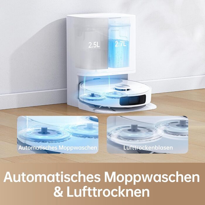 Робот-пилосос і робот-швабра з автоматичною станцією миття швабр, 7-міліметровим підйомом швабри, навігацією LDS, силою всмоктуван