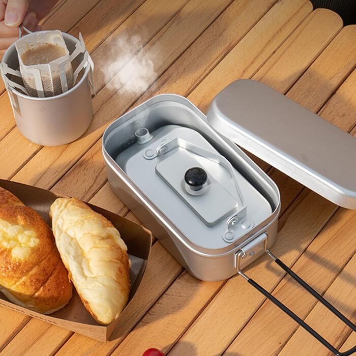 Портативний чайник із 2 предметів, тонкий, міцний посуд для використання на відкритому повітрі з функцією швидкого нагрівання для подорожей, чайник для приготування їжі