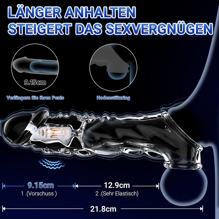 Подовжувач пеніса AAVIBE, з вібрацією та ерекційним кільцем