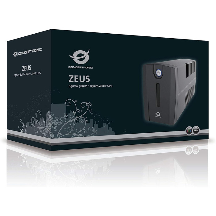 ДБЖ Conceptronic ZEUS04EM 2200 ВА 1320 Вт, (850 ВА / 480 Вт, 2 роз'єми Schuko)