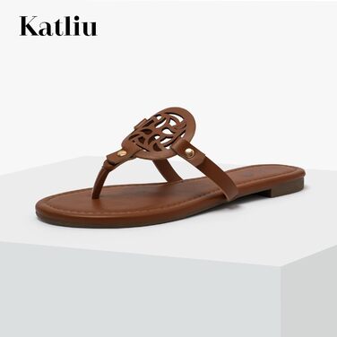 Жіночі літні шльопанці katliu, елегантні сандалі-стрінги для пляжу та міста, легкі, зручні, модні сандалі, розміри 36-42 (EU 42), коричневі