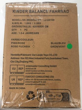 Дитячий велосипед JOLLITO, дитяча велосипедна іграшка для подарунків дівчаткам і хлопчикам 18-48 місяців, легкий тренувальний вело