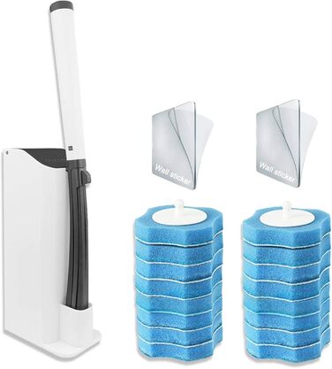 Набір одноразових щіток для туалету AnMelon з настінним кріпленням - Одноразова система очищення туалету з 16 змінними насадками д