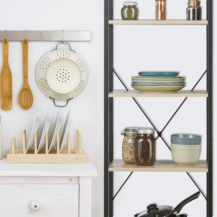 Окремостояча полиця Relaxdays, висока книжкова шафа з 6 відділеннями, промисловий дизайн, ВxШxГ 180x50x35 см, ПБ/Метал, коричневий