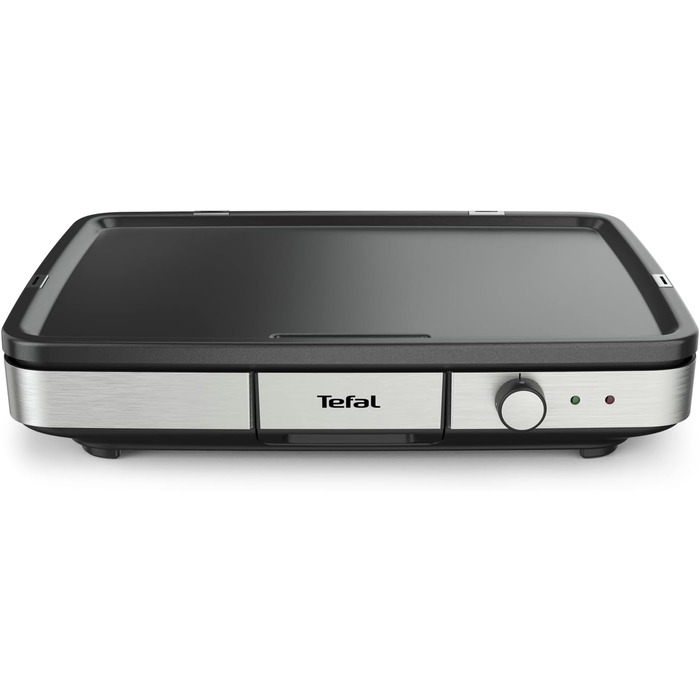 Електричний гриль-планча Tefal Maxi Plancha CB690D, велика антипригарна поверхня Теппаньякі, легке очищення, для використання в приміщенні та на вулиці, з вітрозахистом та лопаткою, 2300 Вт, чорний/сріблястий