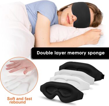 Маска для сну, маска для сну, маска для сну для чоловіків і жінок, обтяжена маска для сну, обтяжена маска для сну, чорна, 3D