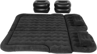 Надувний матрац для автомобіля з насосом для заднього сидіння, для подорожей, кемпінгу, відпусток, надувний матрац для автомобіля, позашляховика, універсальний з двома повітряними подушками (чорний)