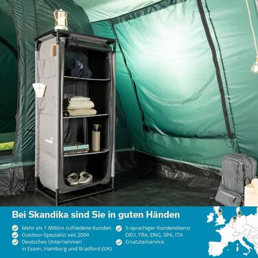 Кухня для кемпінгу Skandika Ruoka Висока шафа/кухонна шафа з мийкою та захистом від вітру та бризок, відділення для зберігання з полицями, сумка для перенесення, вулична кухня, кемпінгова шафа Вулична кемпінгова кухня, дорожня кухня 59 x 48 x 140 см