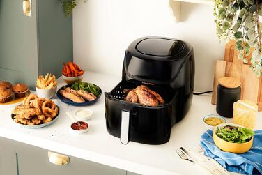 Аерофритюрниця Russell Hobbs XXL 8 л компактний корпус 7 функцій приготування10 програм AirFryer (можна мити в посудомийній машині, макс. 220C, фритюрниця без олії, гриль, запікання, смаження, зневоднення) SatisFry 27170-56