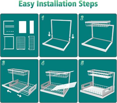 Органайзер під шафу Bukfen, висувний органайзер для шафи, 2-рівневий, висувна полиця під шафу, зберігання, універсальний для кухні