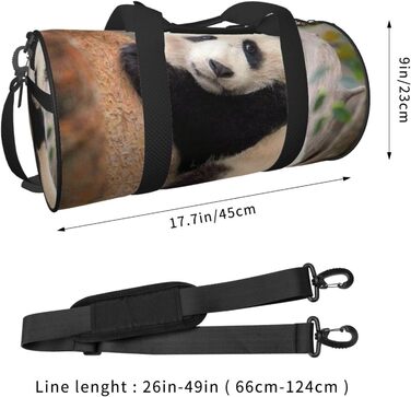 Спортивна сумка, дорожня сумка, милий принт панди, сумка для ночівлі, чорна, універсальний розмір, сумка для подорожей