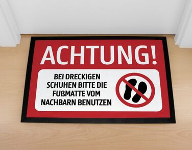 Килимок MoonWorks Увага Якщо ваше взуття брудне, будь ласка, скористайтеся килимком сусіда. Забавний, нековзний та миється. Чорний, 60x40 см. Увага, чорний
